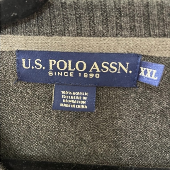 U.S. Polo Assn. Men’s Acrylic Sweater size XXL V Neck Pullover Long Sleeve Gray - Picture 3 of 6